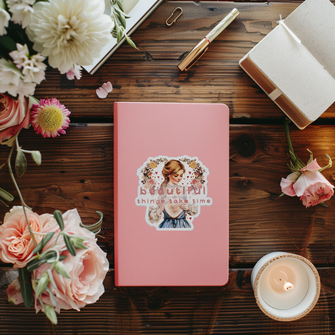 Sticker | Beautiful things take time | Beautiful things take time Sticker | Cross Stitch Sticker