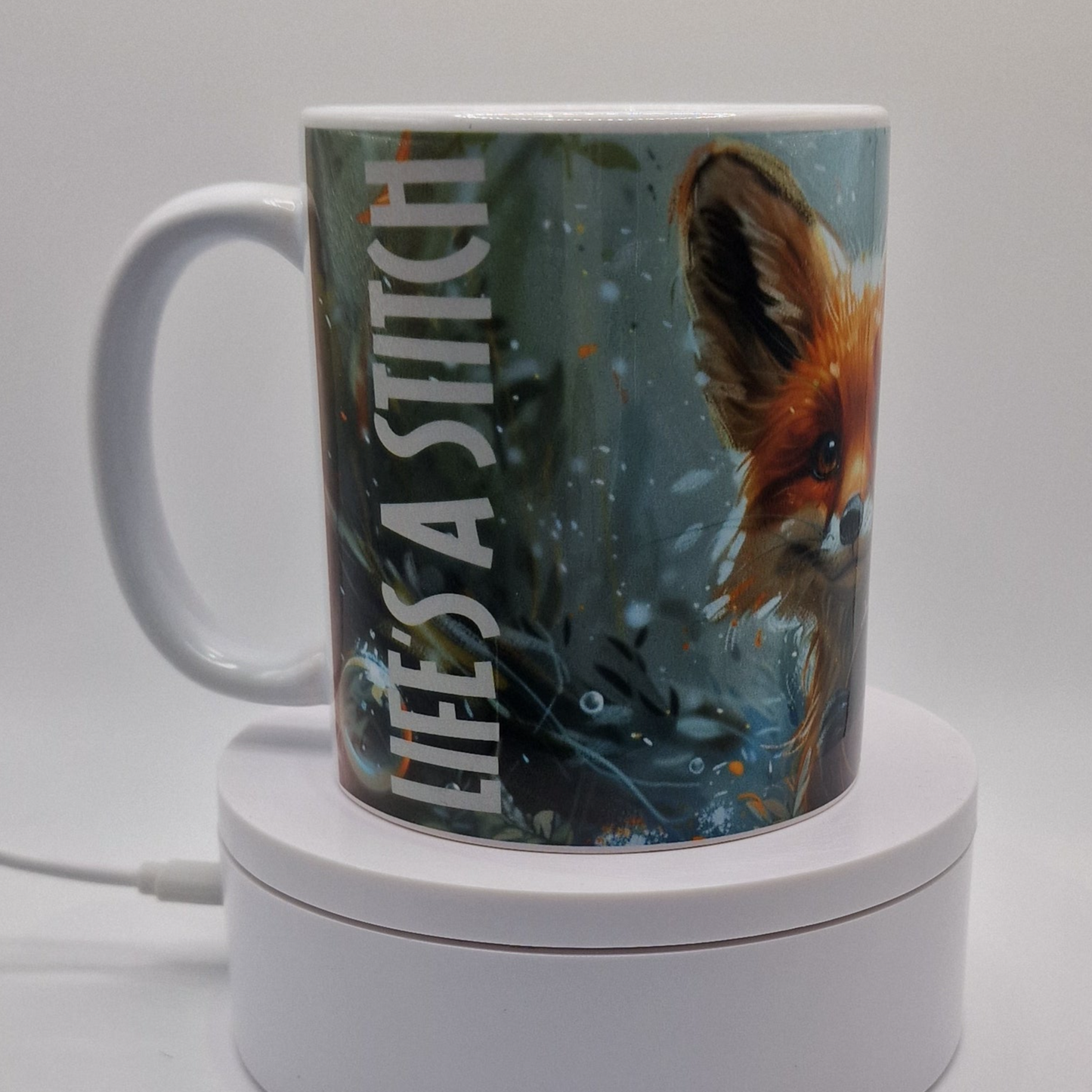 Mug | Life's a Stitch | Fox Cross Stitch Mug | Cross Stitch