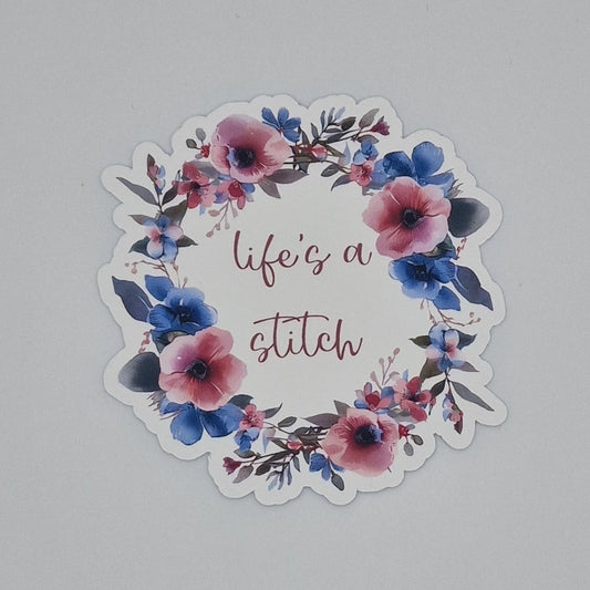 Sticker | Life's a stitch | Life's a stitch Sticker | Cross Stitch Sticker