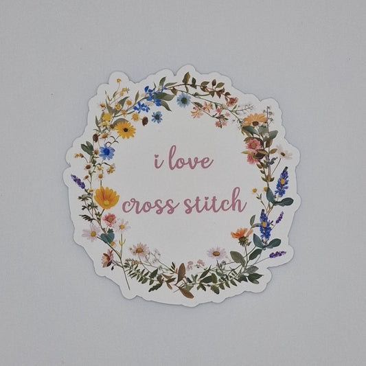 Sticker | I love cross stitch | I love cross stitch Sticker | Cross Stitch Sticker