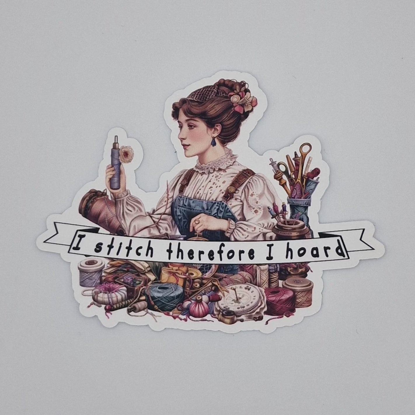 Sticker | I stitch therefore I hoard | I stitch therefore I hoard Sticker | Cross Stitch Sticker