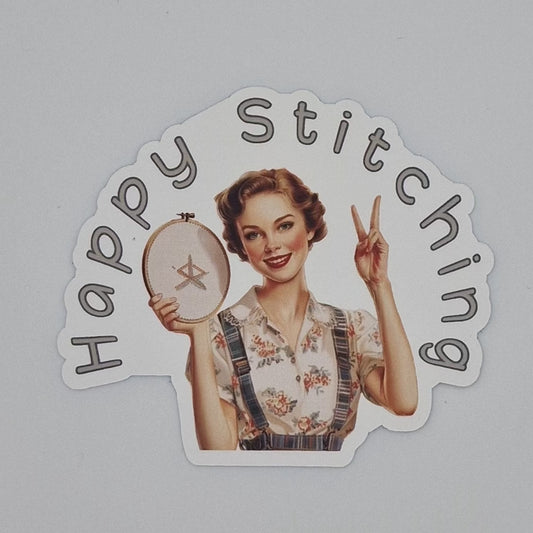Sticker | Happy Stitching | Happy Stitching Sticker | Cross Stitch Sticker