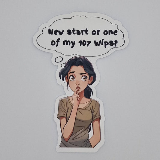 Sticker | New start or one of my 107 wips? | New start or one of my 107 wips? Sticker | Cross Stitch Sticker