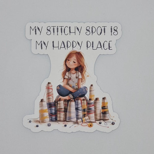 Sticker | My stitchy spot is my happy place | My stitchy spot is my happy place Sticker | Cross Stitch Sticker