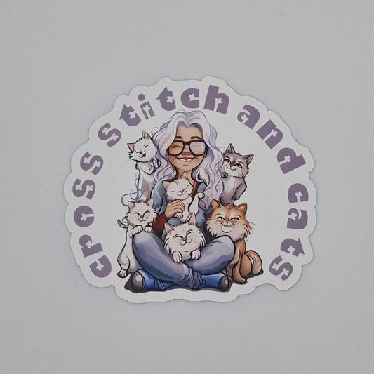 Sticker | Blood, sweat and cat hair in every FFO | Blood, sweat and cat hair in every FFO Sticker | Cross Stitch Sticker