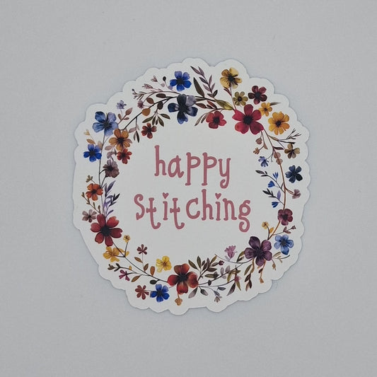 Sticker | Happy Stitching | Happy Stitching Sticker | Cross Stitch Sticker