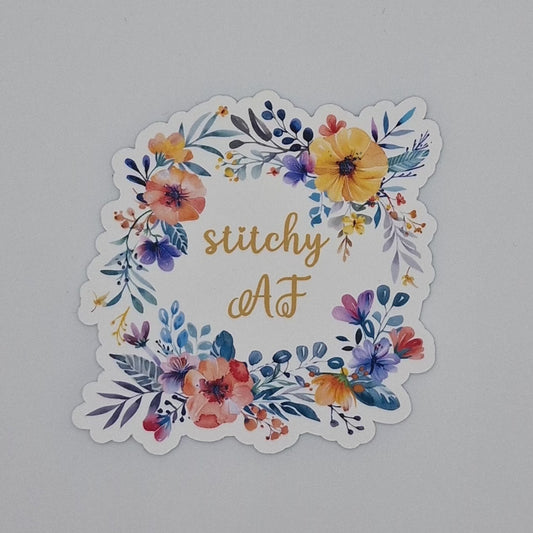 Sticker | Stitchy AF | Stitchy AF Sticker | Cross Stitch Sticker