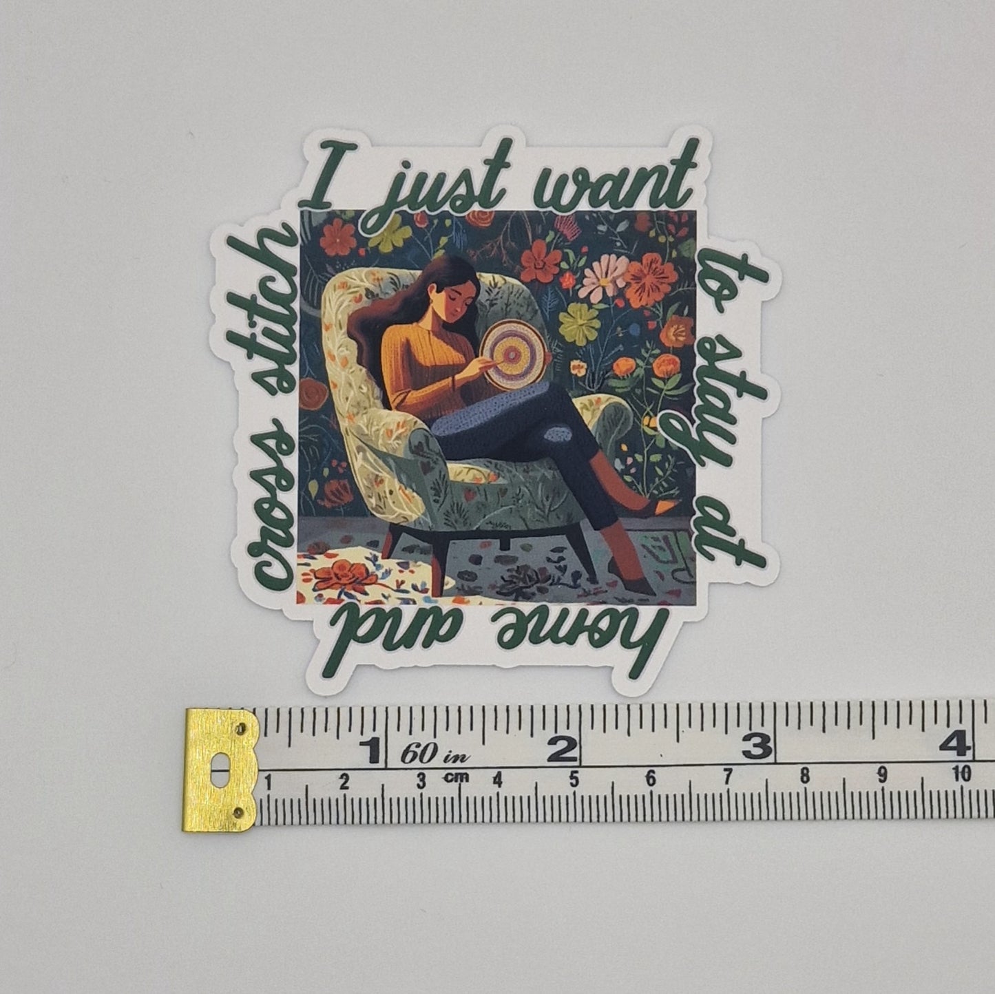 Sticker | I just want to stay at home and cross stitch |  Cross Stitch Sticker