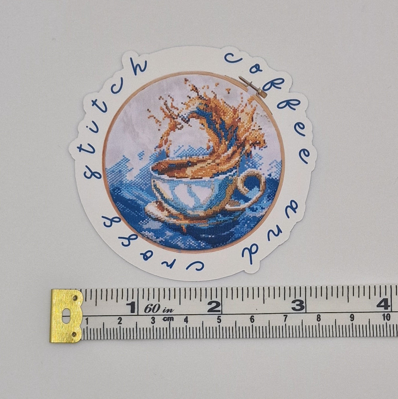 Sticker | Coffee and Cross Stitch |  Cross Stitch Sticker