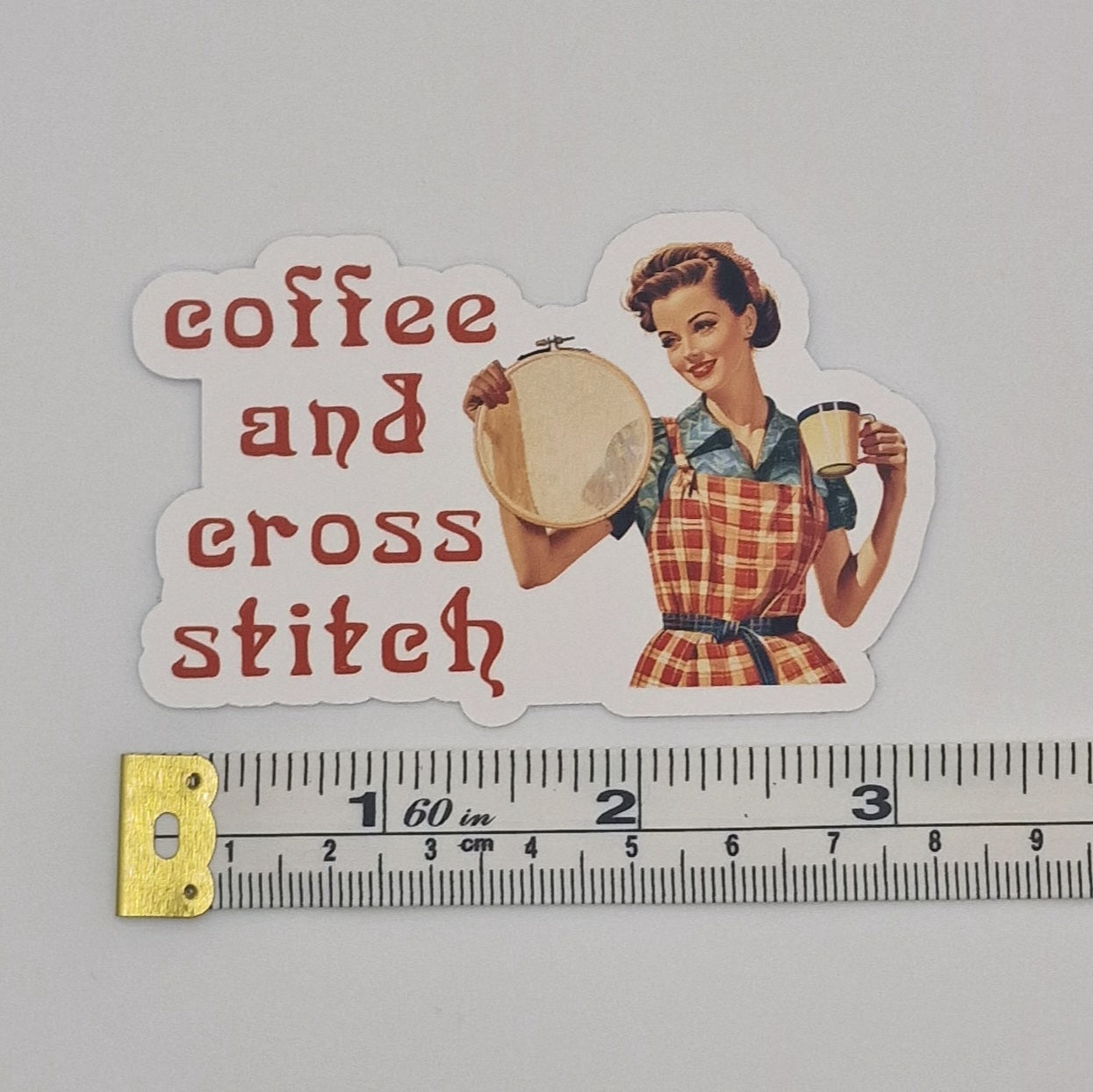 Sticker | Coffee and Cross Stitch |  Cross Stitch Sticker