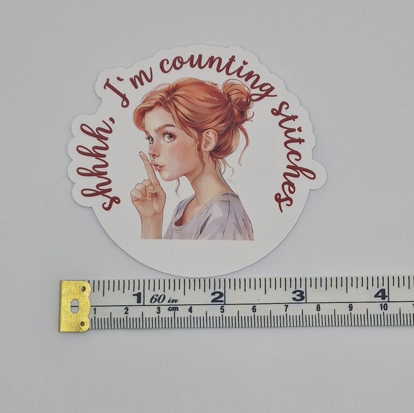 Sticker | Shhhh, I'm counting stitches |  Cross Stitch Sticker