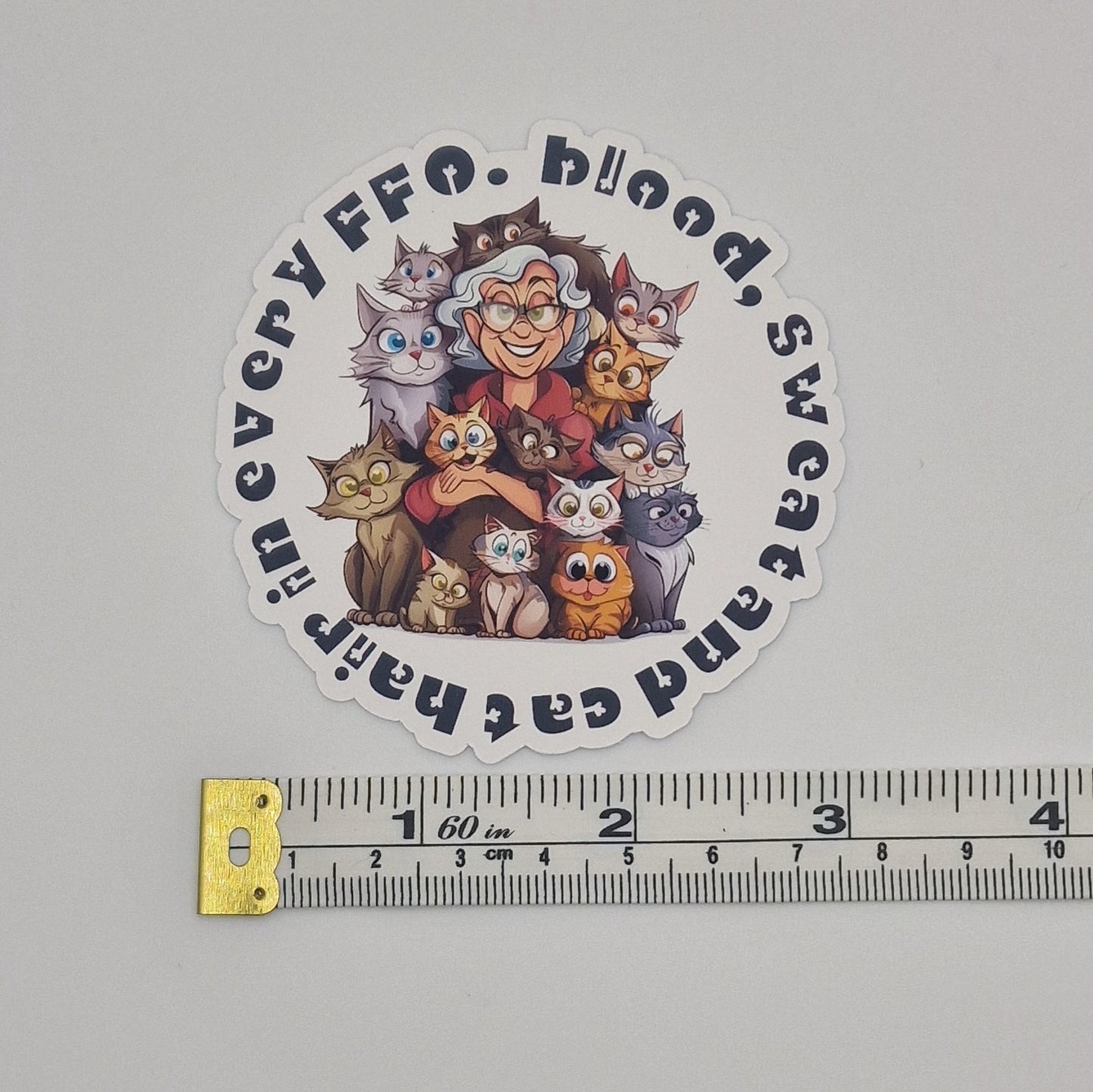 Sticker | Blood, sweat and cat hair in every FFO |  Cross Stitch Sticker