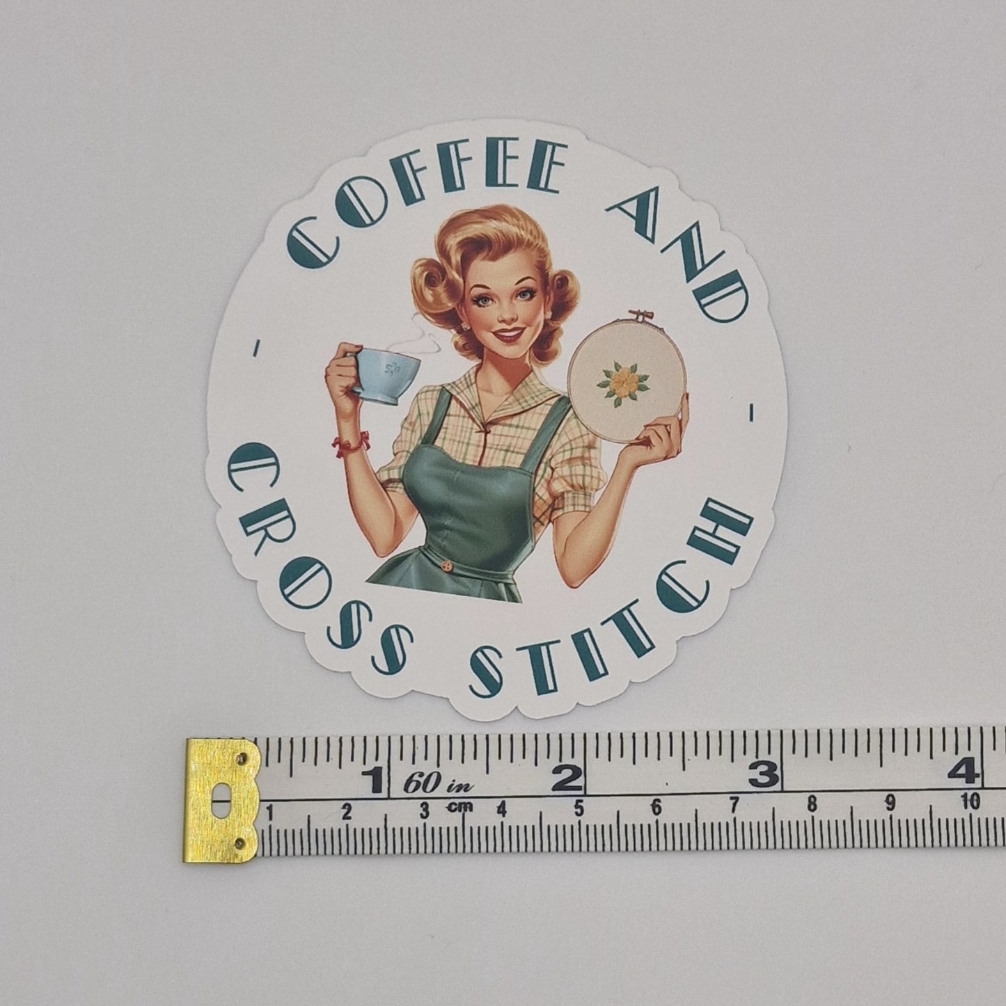 Sticker | Coffee and Cross Stitch |  Cross Stitch Sticker
