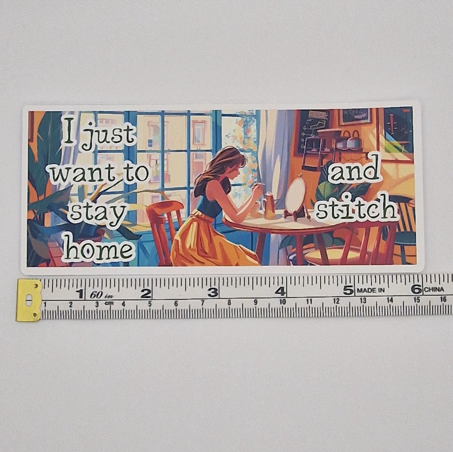 Sticker | I just want to stay home and cross stitch | Large Sticker | Cross Stitch Sticker