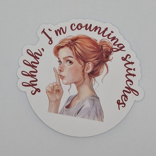 Sticker | Shhhh, I'm counting stitches |  Cross Stitch Sticker