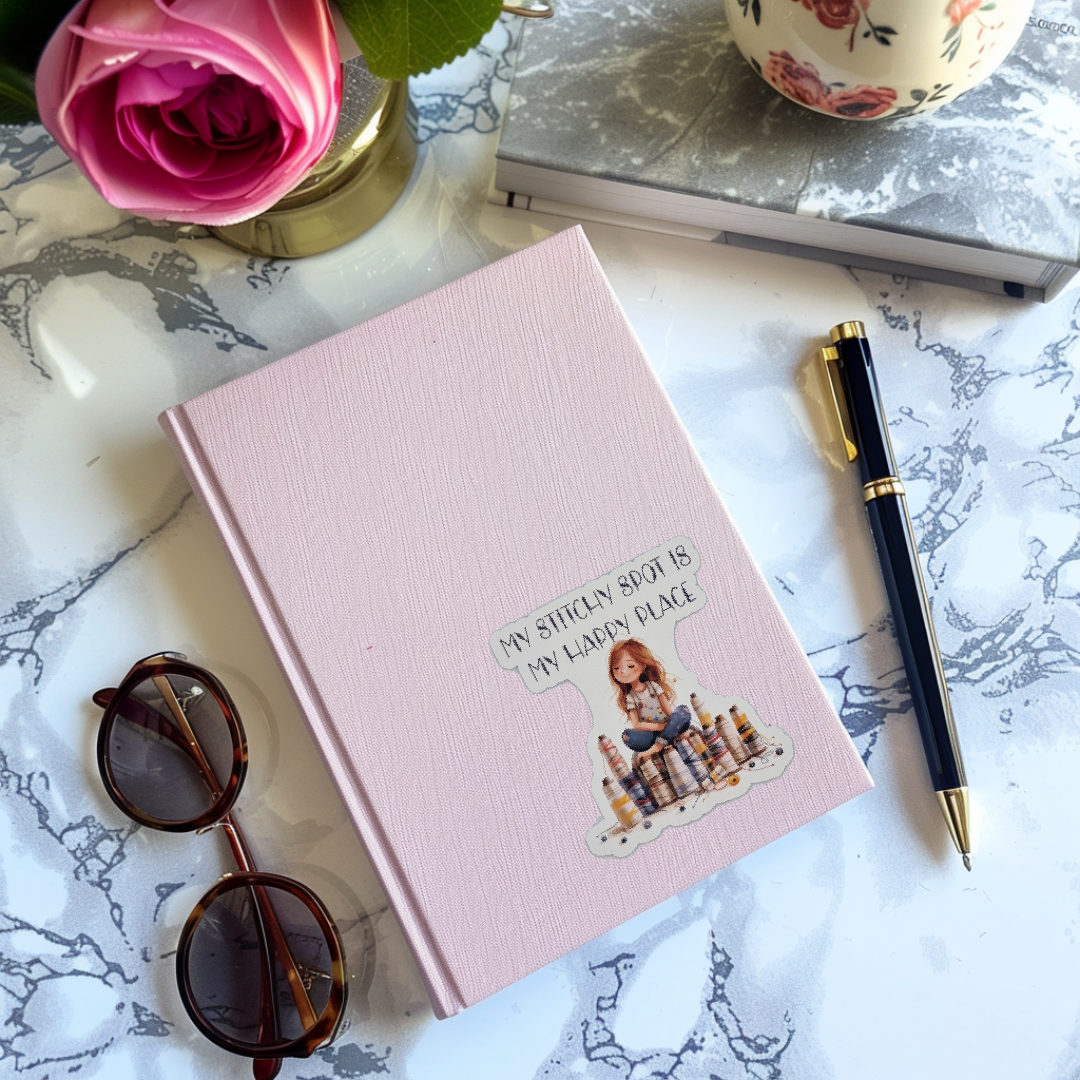 Sticker | My stitchy spot is my happy place | My stitchy spot is my happy place Sticker | Cross Stitch Sticker