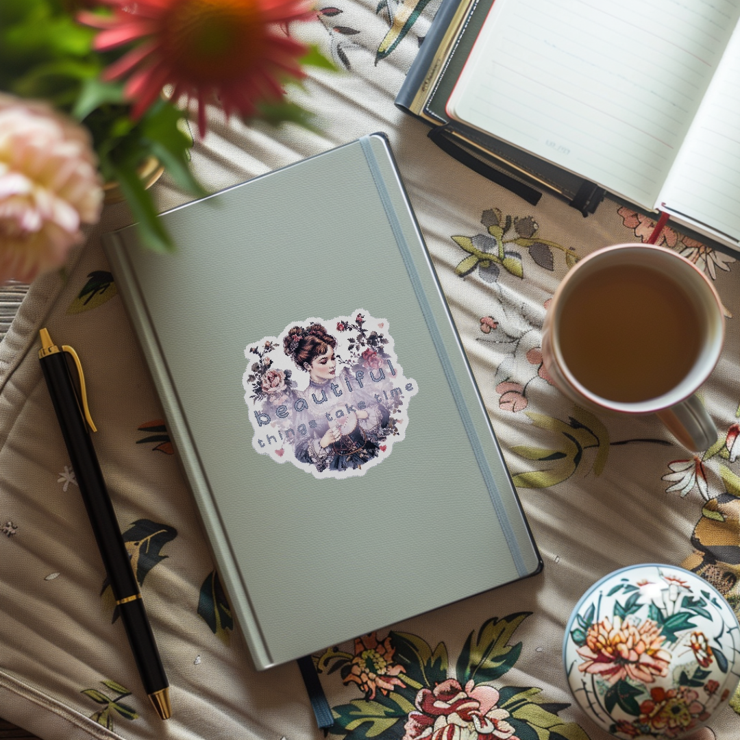 Sticker | Beautiful things take time | Beautiful things take time Sticker | Cross Stitch Sticker